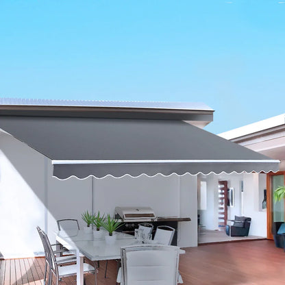 Instahut Retractable Folding Arm Awning Motorised Sunshade 3Mx2.5M Grey - Mekamart Australia