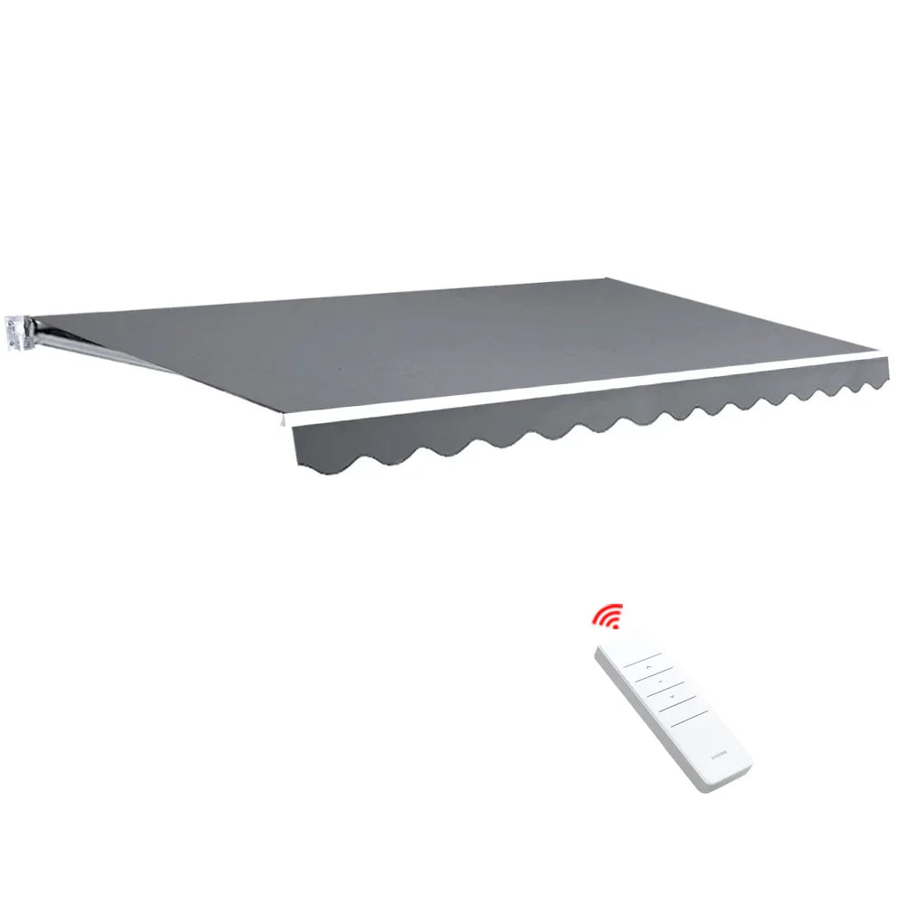 Instahut Retractable Folding Arm Awning Motorised Sunshade 3Mx2.5M Pearl Grey - Mekamart Australia