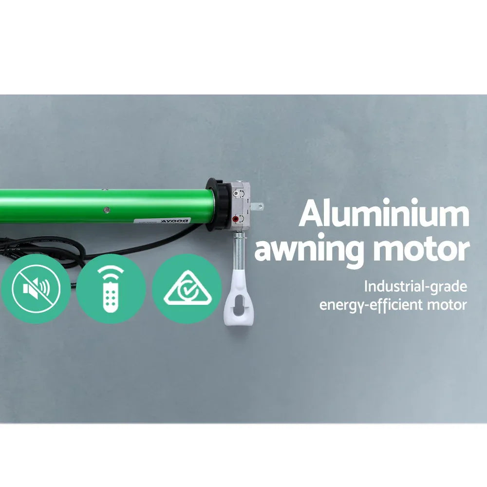 Instahut Retractable Folding Arm Awning Motorised Sunshade 3Mx2.5M Pearl Grey - Mekamart Australia