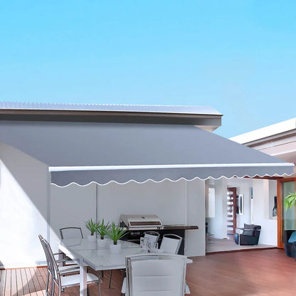 Instahut Retractable Folding Arm Awning Motorised Sunshade 3Mx2.5M Pearl Grey - Mekamart Australia
