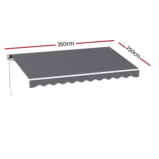 Instahut Retractable Folding Arm Awning Motorised Sunshade 3.5M X 2.5M Grey - Mekamart Australia