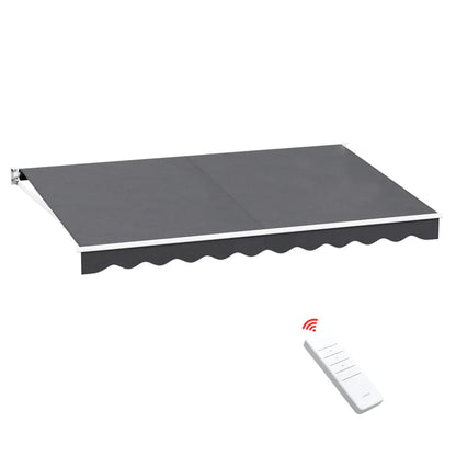 Instahut Retractable Folding Arm Awning Motorised Sunshade 4Mx2.5M Grey - Mekamart Australia