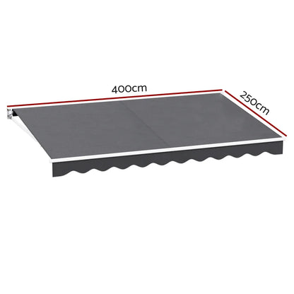 Instahut Retractable Folding Arm Awning Motorised Sunshade 4Mx2.5M Grey - Mekamart Australia