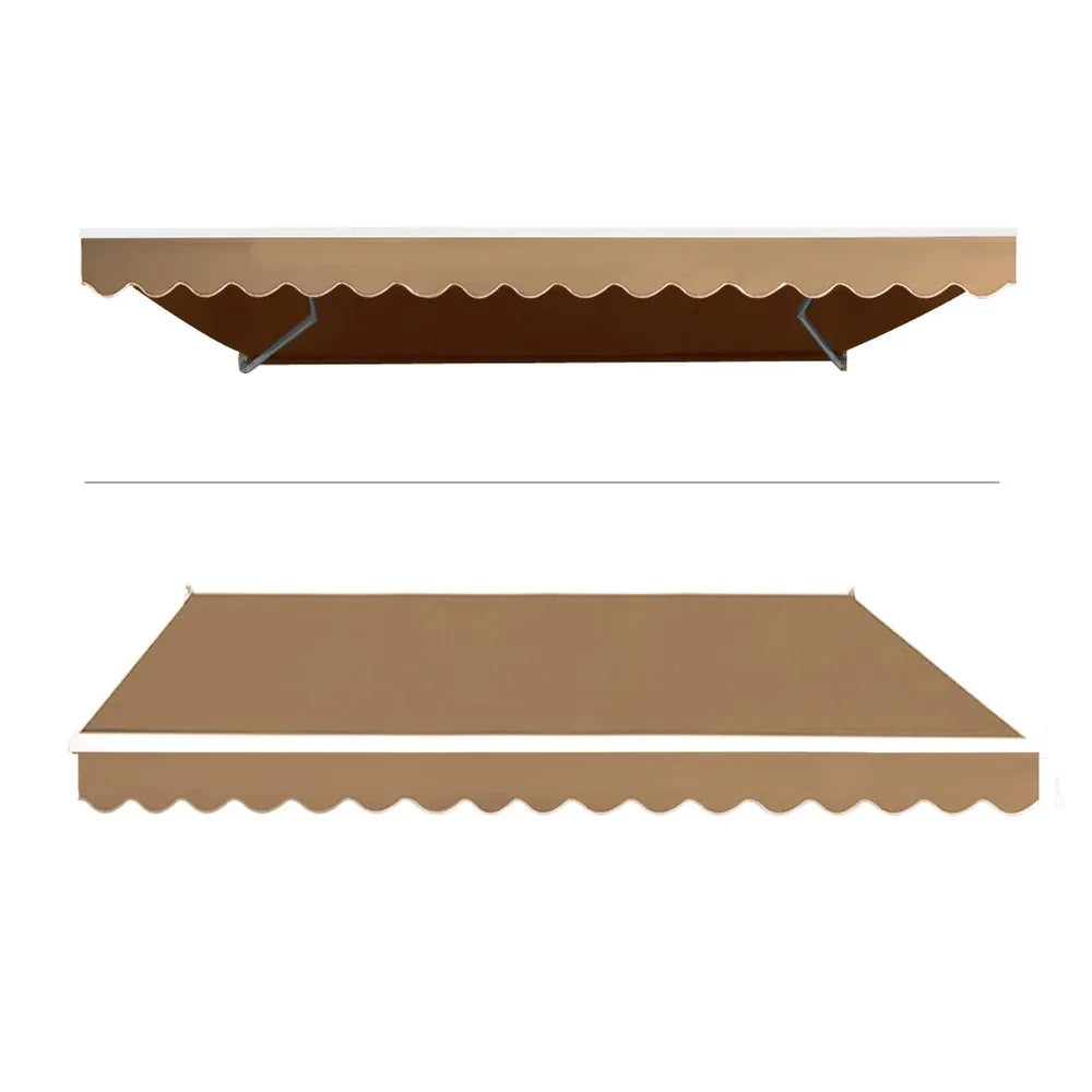 Instahut Retractable Folding Arm Awning Motorised Sunshade 4Mx3M Beige - Mekamart Australia