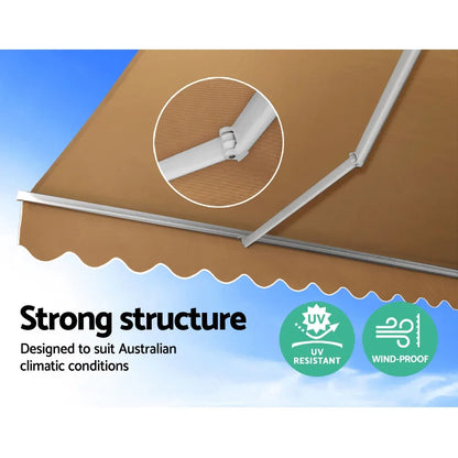 Instahut Retractable Folding Arm Awning Motorised Sunshade 4Mx3M Beige - Mekamart Australia