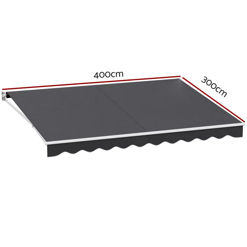 Instahut Retractable Folding Arm Awning Motorised Sunshade 4Mx3M Grey - Mekamart Australia