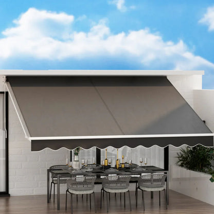 Instahut Retractable Folding Arm Awning Motorised Sunshade 4Mx3M Grey - Mekamart Australia