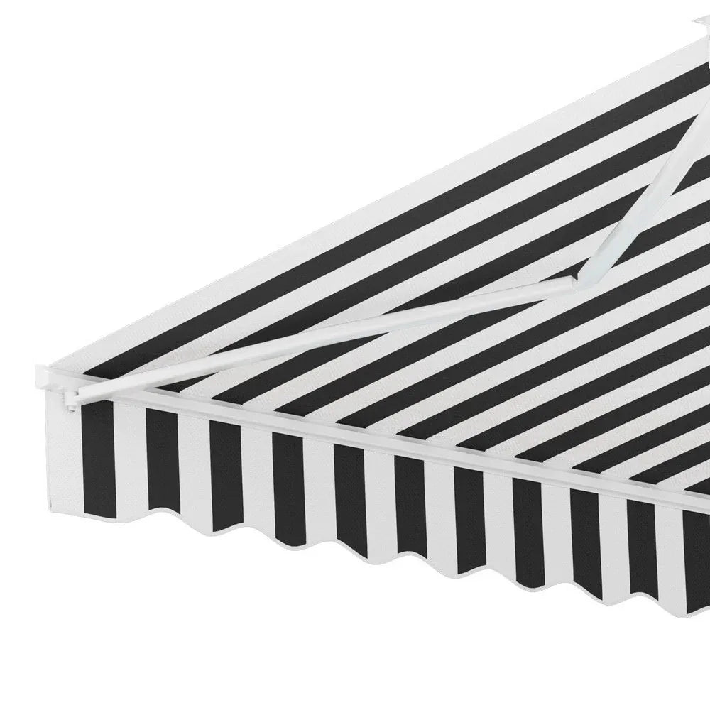 Instahut Retractable Folding Arm Awning Motorised Sunshade 4Mx3M Grey White - Mekamart Australia