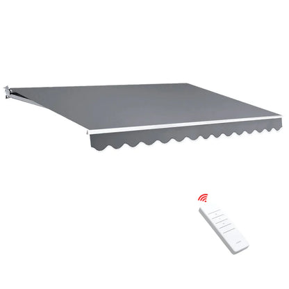 Instahut Retractable Folding Arm Awning Motorised Sunshade 4Mx3M Pearl Grey - Mekamart Australia