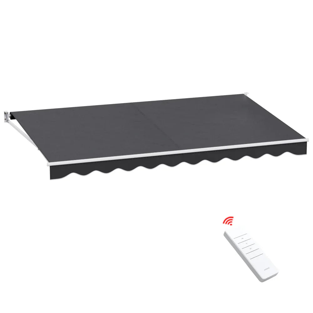 Instahut Retractable Folding Arm Awning Motorised Sunshade 4.5Mx2.5M Grey - Mekamart Australia