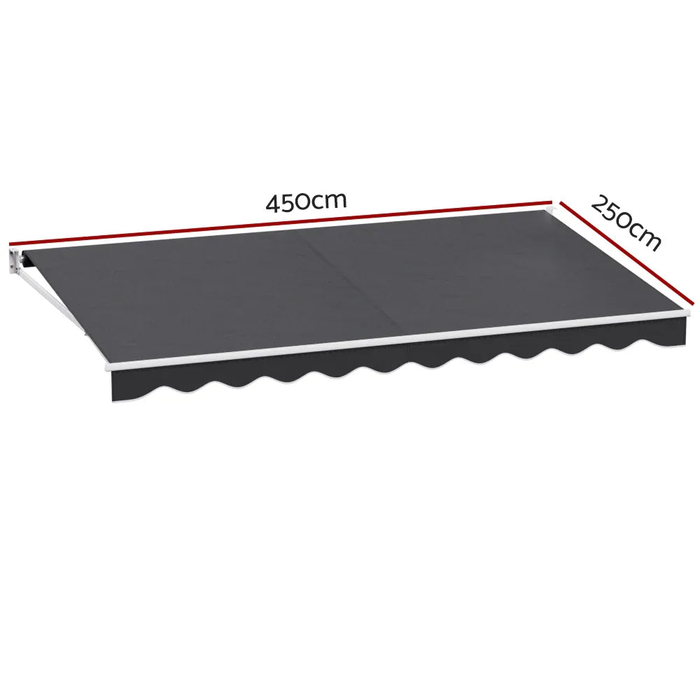 Instahut Retractable Folding Arm Awning Motorised Sunshade 4.5Mx2.5M Grey - Mekamart Australia