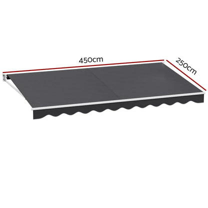 Instahut Retractable Folding Arm Awning Motorised Sunshade 4.5Mx2.5M Grey - Mekamart Australia