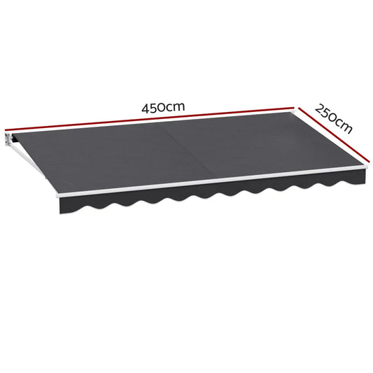 Instahut Retractable Folding Arm Awning Motorised Sunshade 4.5Mx2.5M Grey - Mekamart Australia