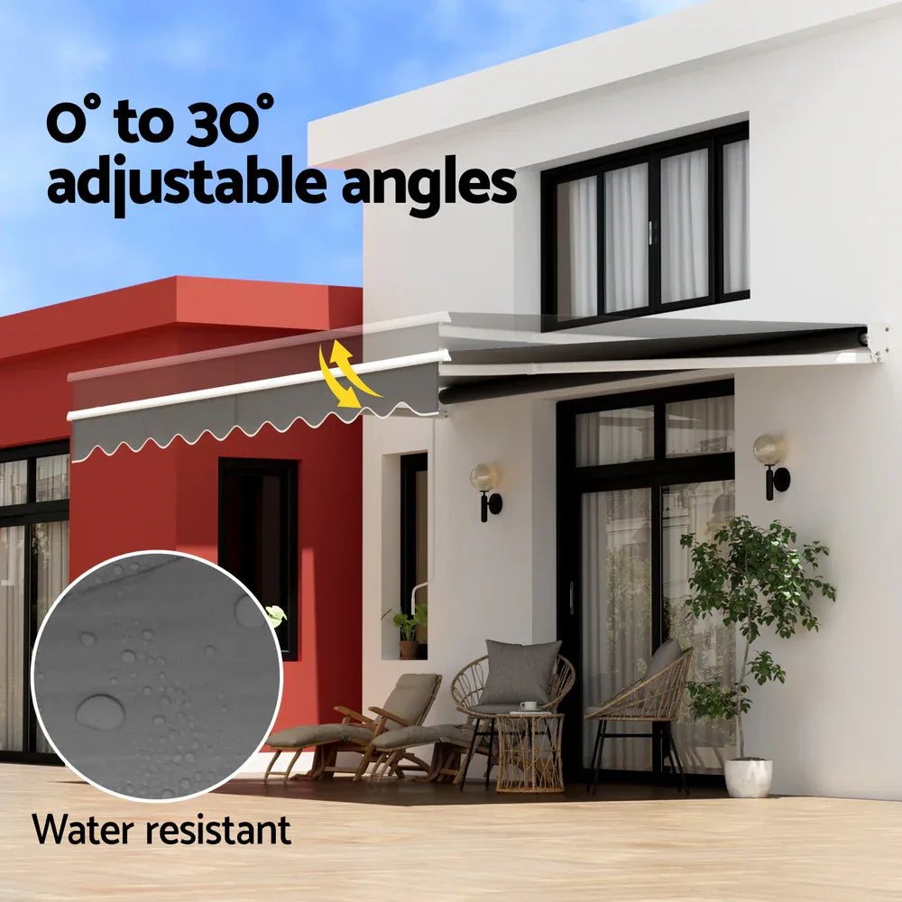 Instahut Retractable Folding Arm Awning Motorised Sunshade 4.5Mx2.5M Grey - Mekamart Australia