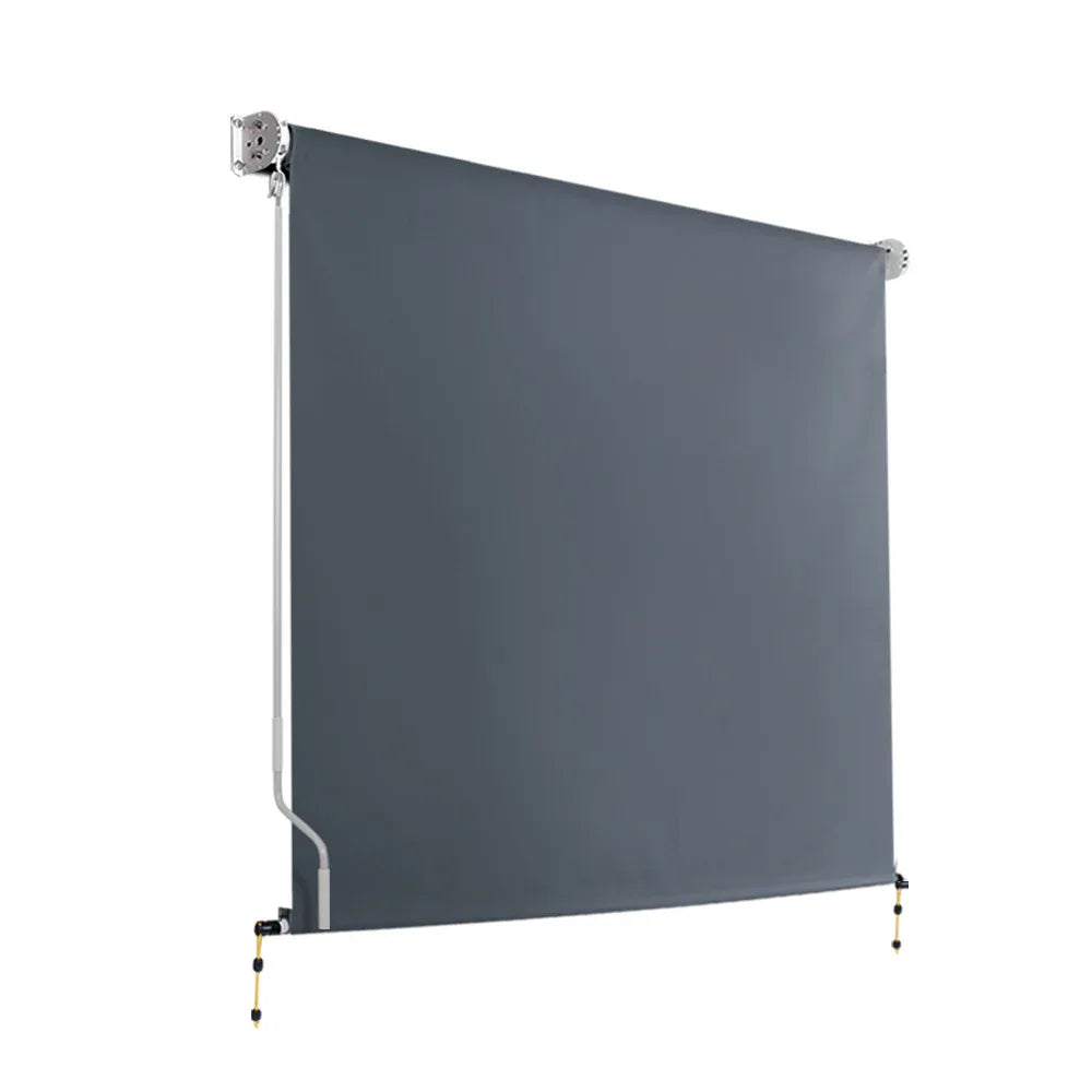 Instahut 1.5X2.5M Outdoor Blinds Awning Roll Down Canopy Retractable Outdoor Blinds Window Shade Grey - Mekamart Australia