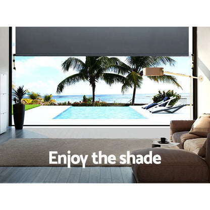 Instahut 1.5X2.5M Outdoor Blinds Awning Roll Down Canopy Retractable Outdoor Blinds Window Shade Grey - Mekamart Australia