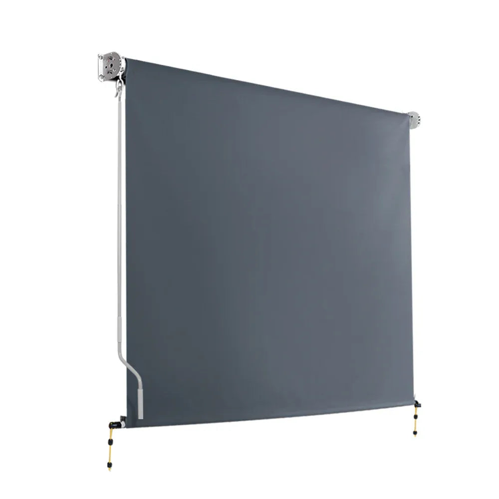 Instahut 2.4X2.5M Outdoor Blinds Awning Roll Down Canopy Retractable Outdoor Blinds Window Shade Grey - Mekamart Australia