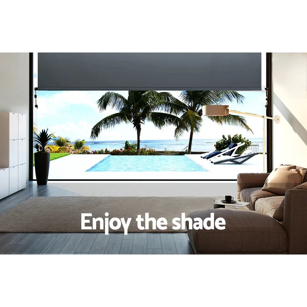 Instahut 2.7X2.5M Outdoor Blinds Awning Roll Down Canopy Retractable Outdoor Blinds Window Shade Grey - Mekamart Australia