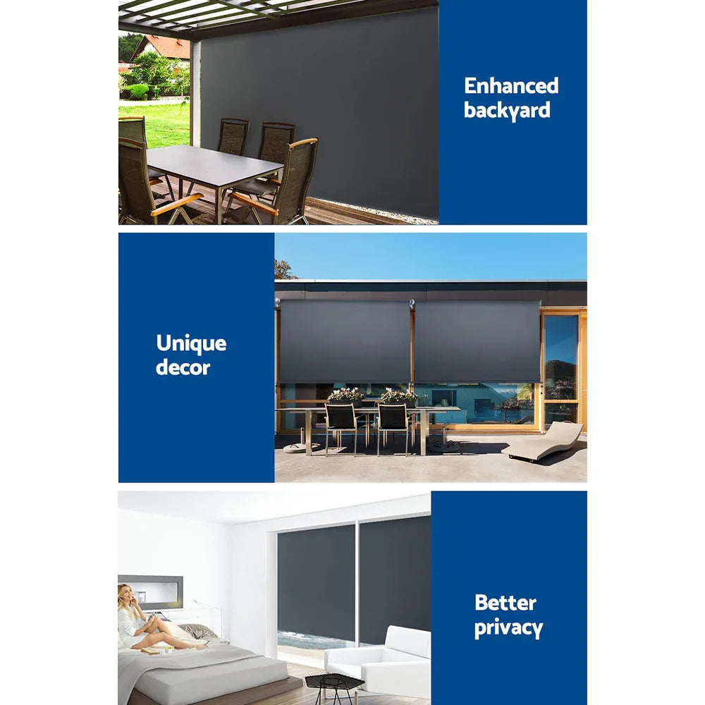Instahut 2.7X2.5M Outdoor Blinds Awning Roll Down Canopy Retractable Outdoor Blinds Window Shade Grey - Mekamart Australia