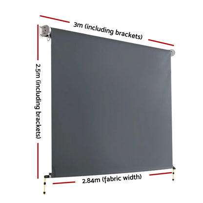 Instahut 3X2.5M Outdoor Blinds Awning Roll Down Canopy Retractable Outdoor Blinds Window Shade Grey - Mekamart Australia