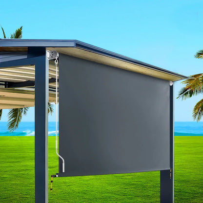Instahut 3X2.5M Outdoor Blinds Awning Roll Down Canopy Retractable Outdoor Blinds Window Shade Grey - Mekamart Australia