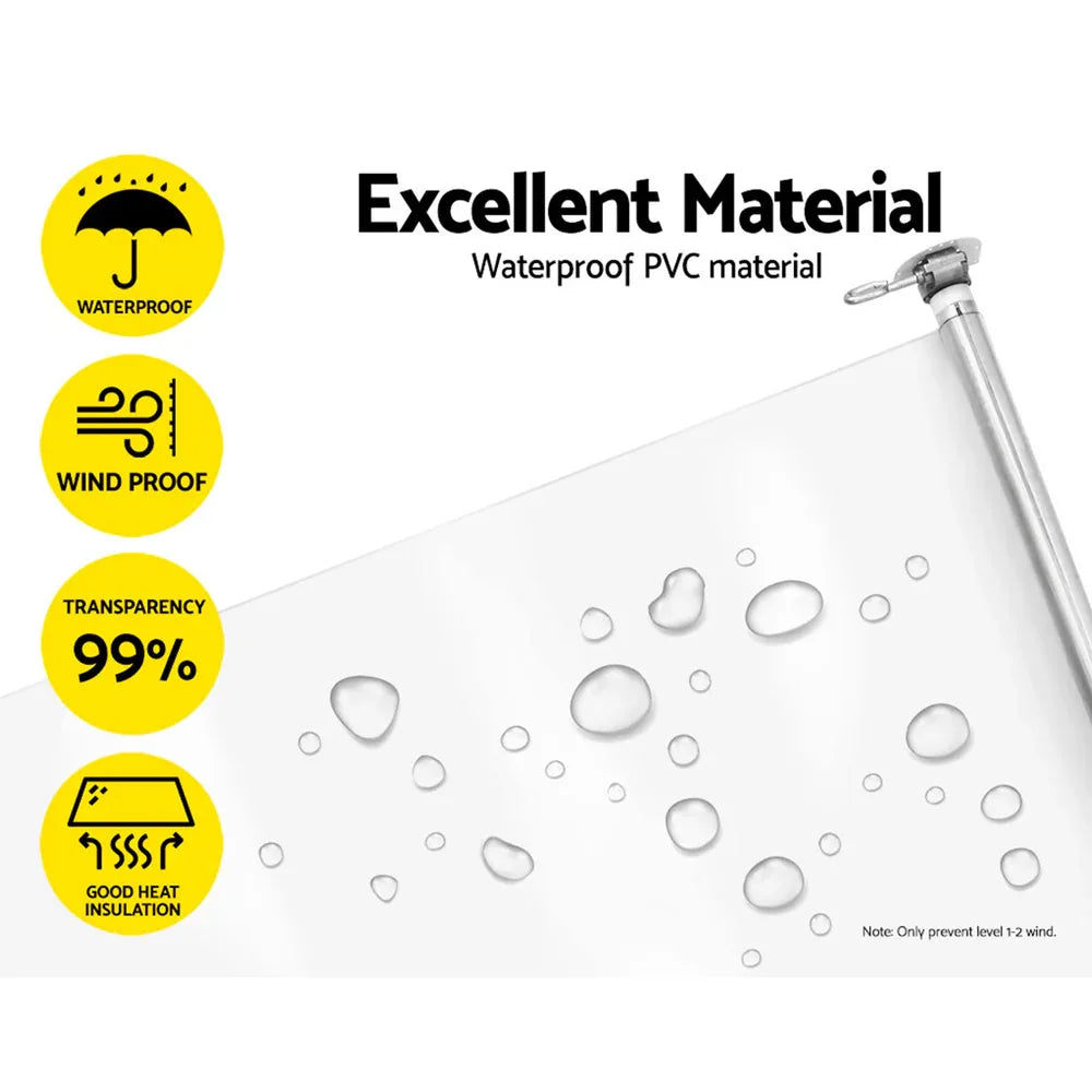Instahut 1.5X2.4M Outdoor Blinds Clear Roll Down Awning Retractable Outdoor Blinds Water Wind Proof Transparent - Mekamart Australia