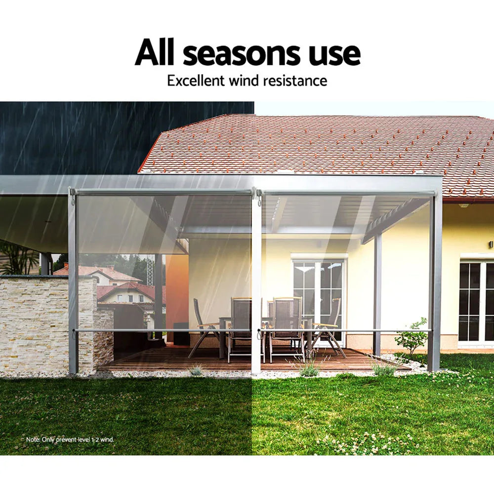 Instahut 1.5X2.4M Outdoor Blinds Clear Roll Down Awning Retractable Outdoor Blinds Water Wind Proof Transparent - Mekamart Australia