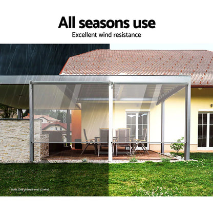 Instahut 1.5X2.4M Outdoor Blinds Clear Roll Down Awning Retractable Outdoor Blinds Water Wind Proof Transparent - Mekamart Australia