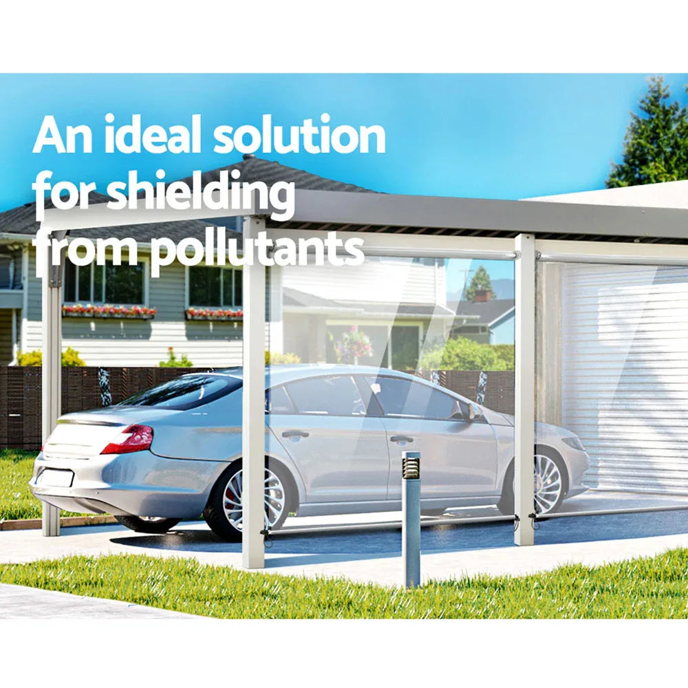 Instahut 1.5X2.4M Outdoor Blinds Clear Roll Down Awning Retractable Outdoor Blinds Water Wind Proof Transparent - Mekamart Australia