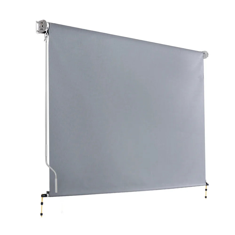 Instahut 3X2.5M Outdoor Blinds Awning Roll Down Screen Fabric Blinds Outdoor Window Shade Grey - Mekamart Australia