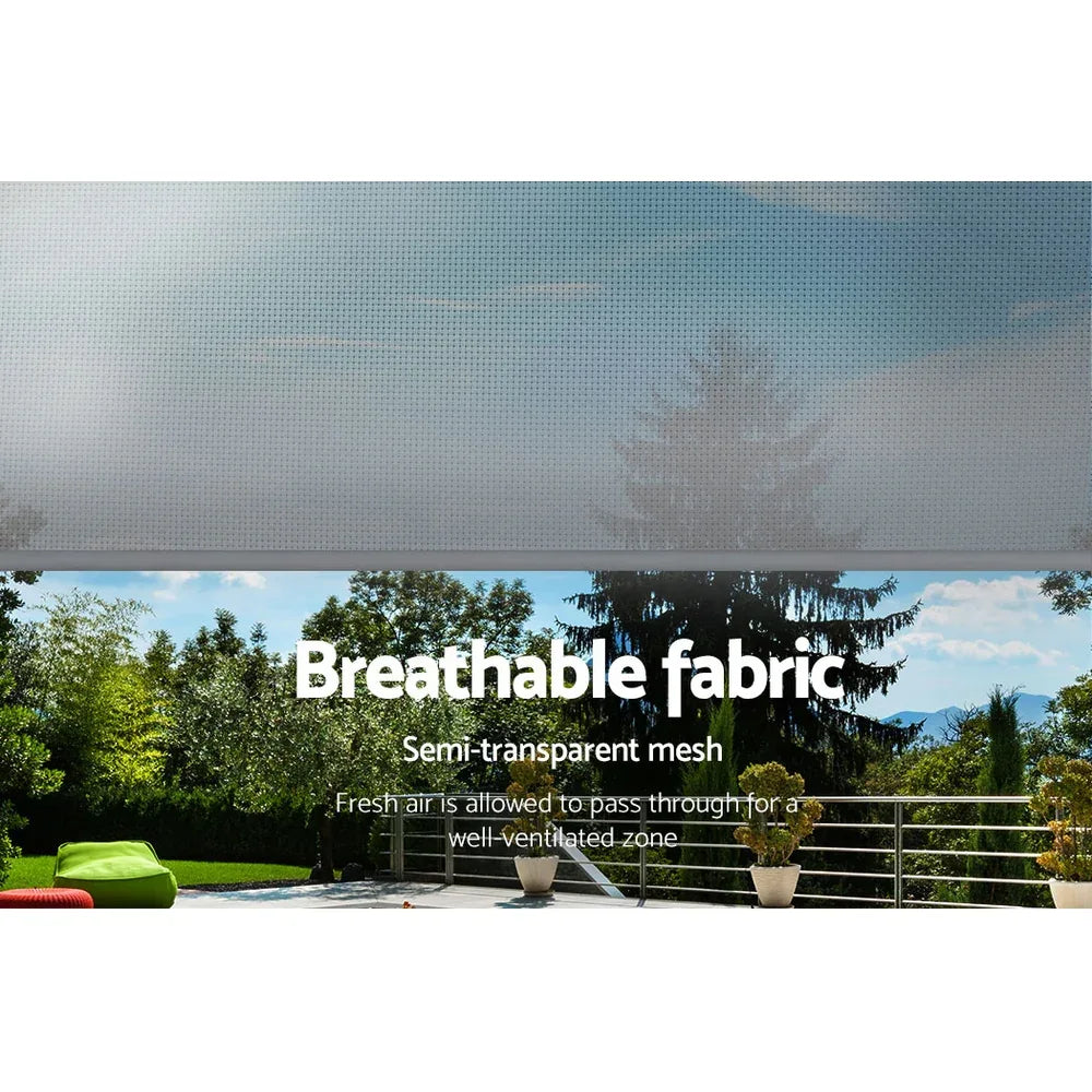 Instahut 3X2.5M Outdoor Blinds Awning Roll Down Screen Fabric Blinds Outdoor Window Shade Grey - Mekamart Australia