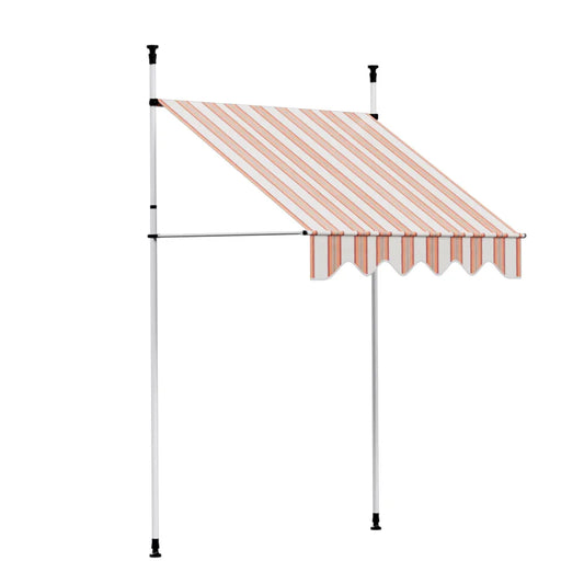Instahut Window Fixed Pivot Arm Awning Outdoor Door Canopy 2X1.8M Beige/Brown - Mekamart Australia
