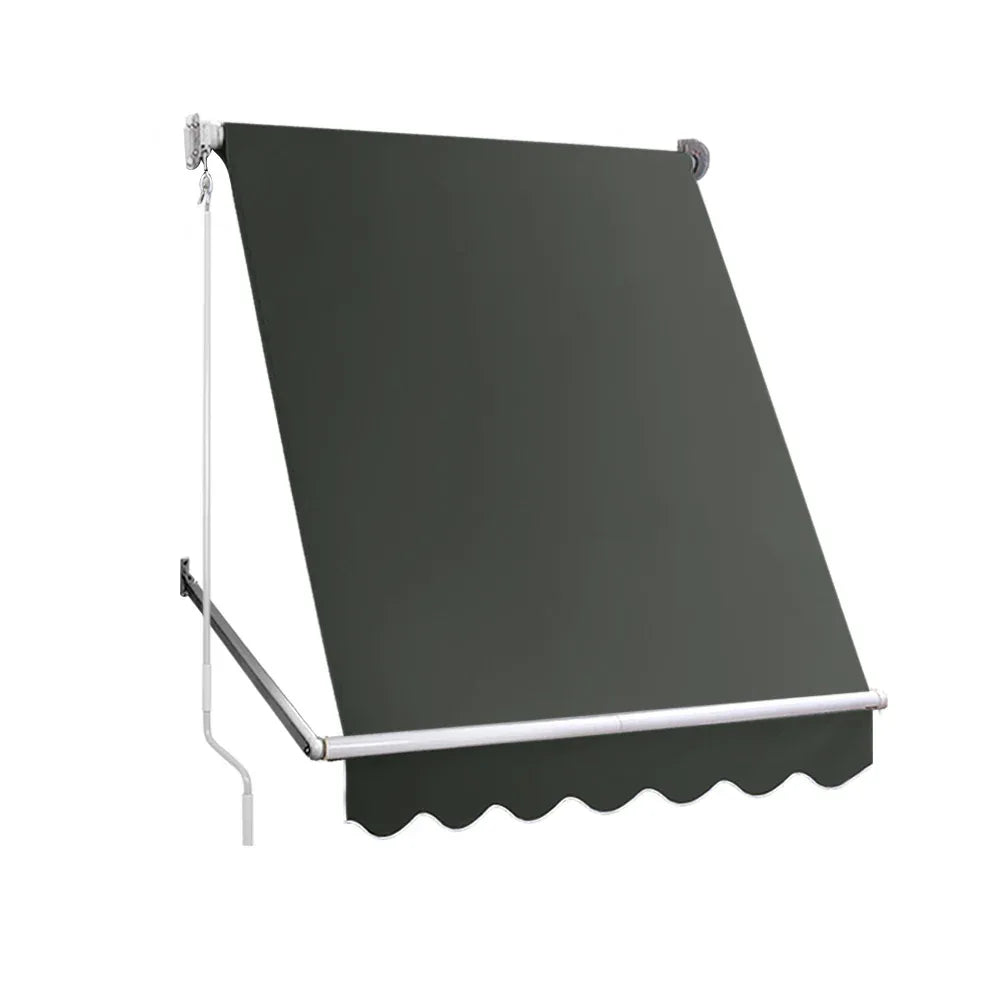 Instahut Window Fixed Pivot Arm Awning Outdoor Blinds Retractable Canopy1.5X2.1M - Mekamart Australia