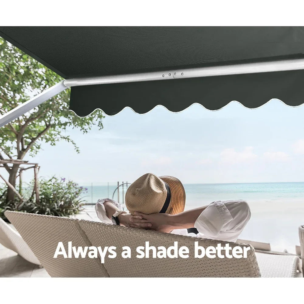 Instahut Window Fixed Pivot Arm Awning Outdoor Blinds Retractable Canopy1.5X2.1M - Mekamart Australia