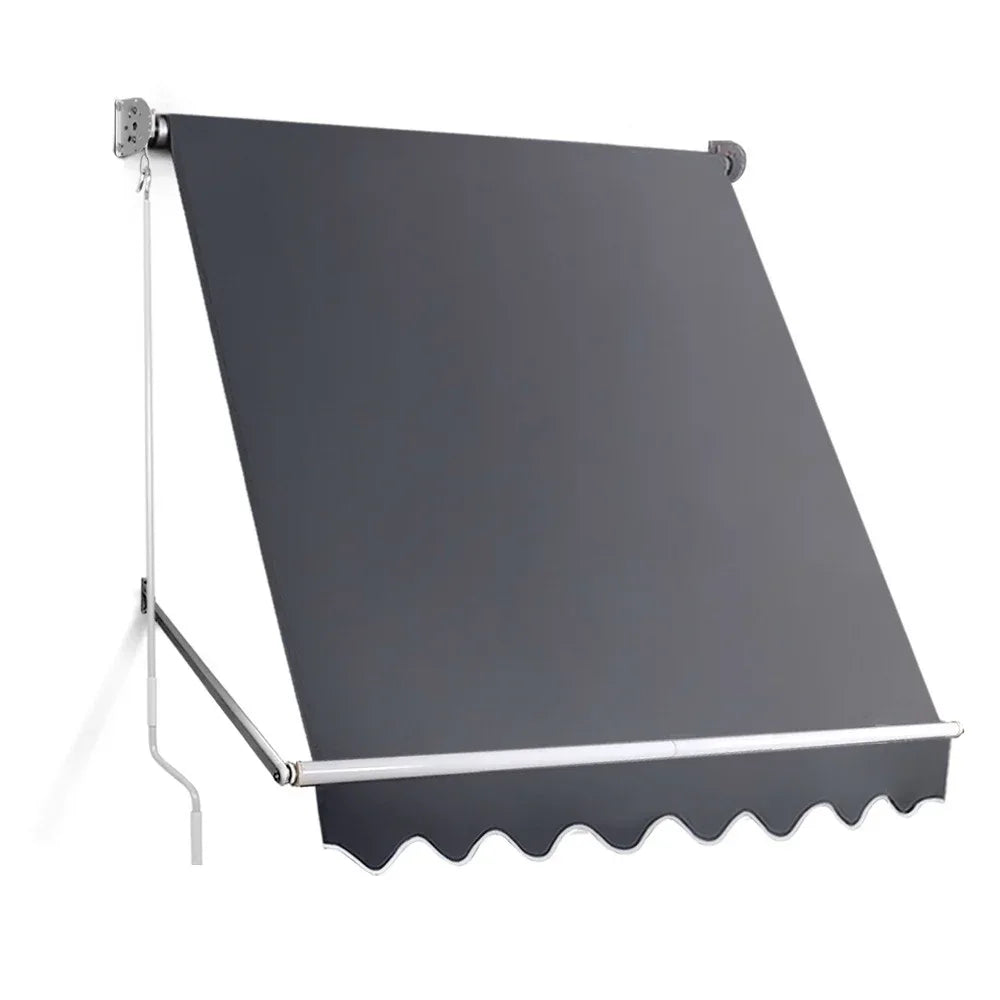 Instahut Window Fixed Pivot Arm Awning Outdoor Blinds Retractable Canopy1.8X2.1M - Mekamart Australia