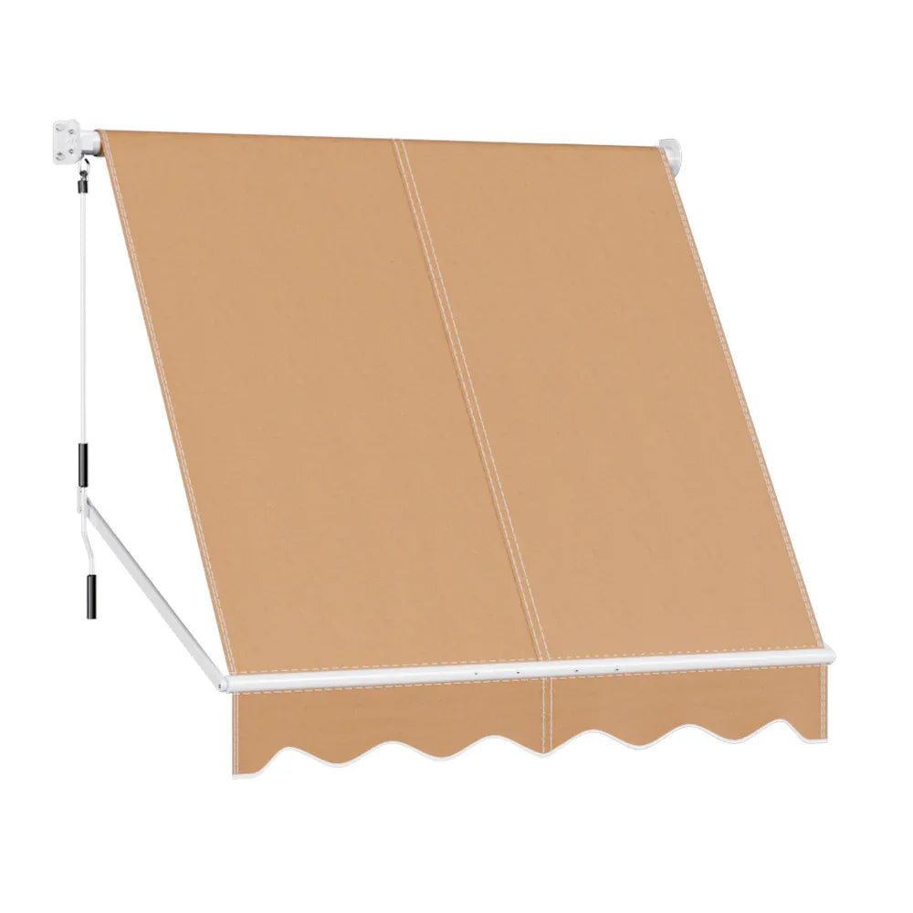 Instahut Window Fixed Pivot Arm Awning Outdoor Retractable Canopy 2.1X2.1M Beige - Mekamart Australia