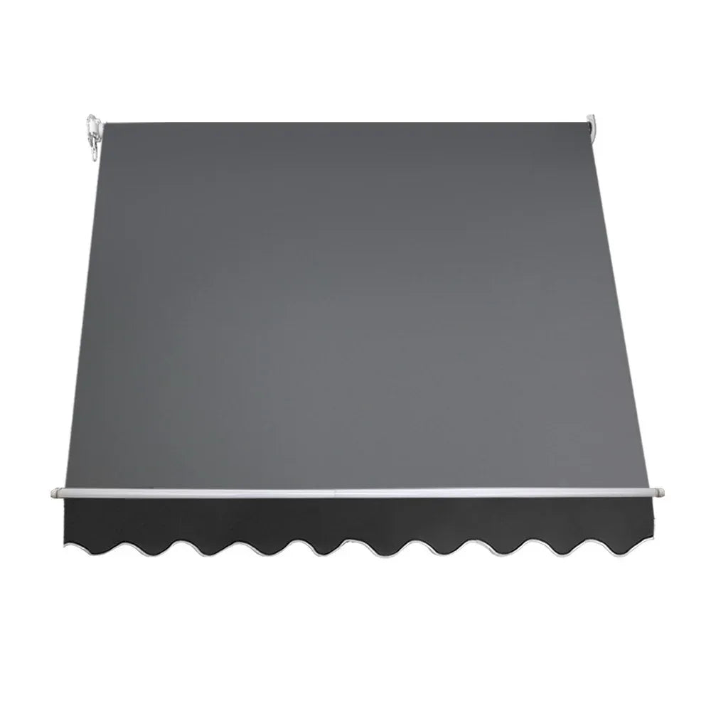 Instahut Window Fixed Pivot Arm Awning Outdoor Blinds Retractable Patio 2.4X2.1M - Mekamart Australia