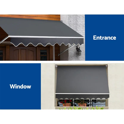 Instahut Window Fixed Pivot Arm Awning Outdoor Blinds Retractable Patio 2.4X2.1M - Mekamart Australia