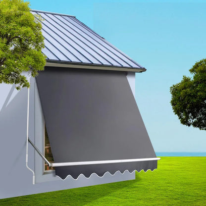 Instahut Window Fixed Pivot Arm Awning Outdoor Blinds Retractable Patio 2.4X2.1M - Mekamart Australia