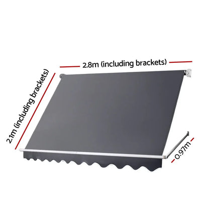 Instahut Window Fixed Pivot Arm Awning Patio Outdoor Blinds Retractable 2.8X2.1M - Mekamart Australia