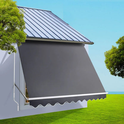 Instahut Window Fixed Pivot Arm Awning Patio Outdoor Blinds Retractable 2.8X2.1M - Mekamart Australia