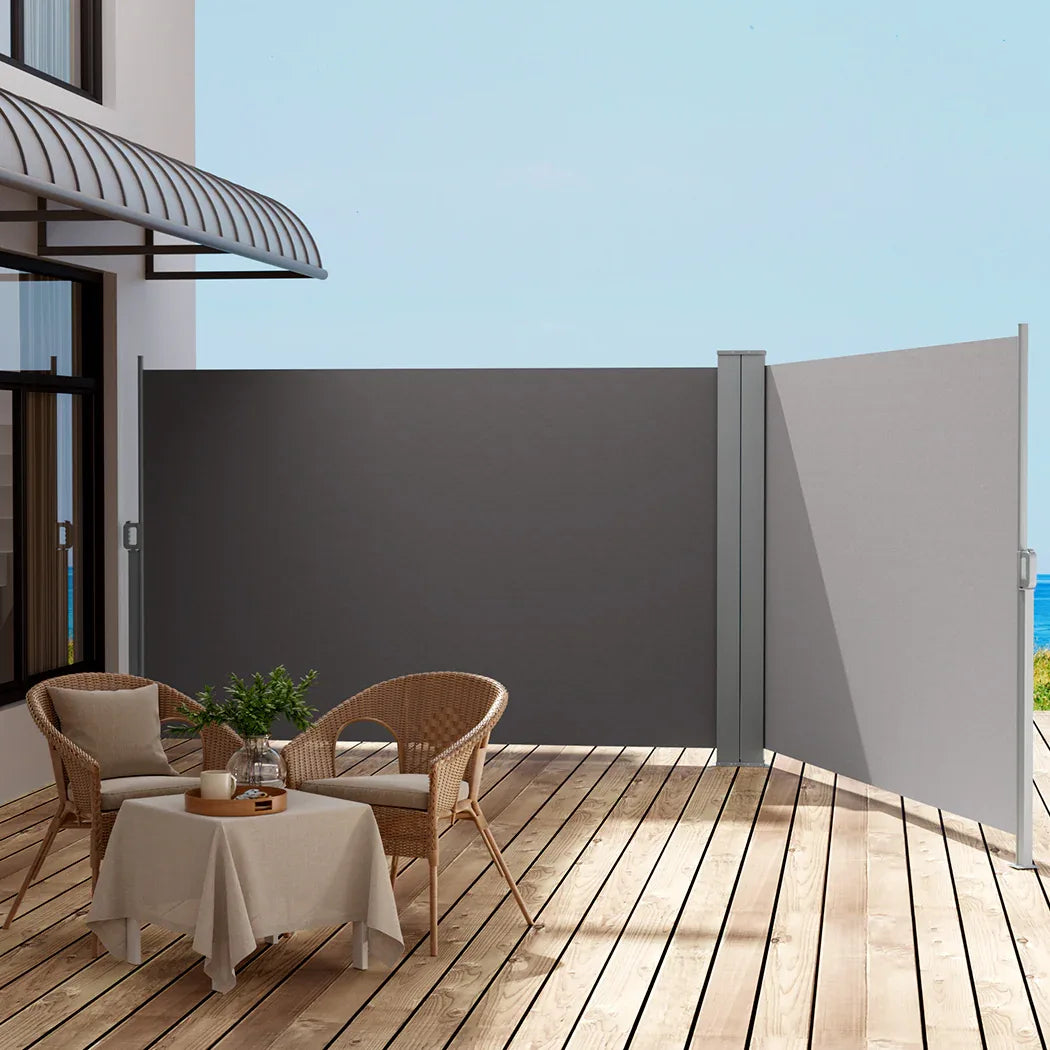 Instahut Side Awning Sun Shade Outdoor Retractable Privacy Screen 1.8X6M Grey - Mekamart Australia