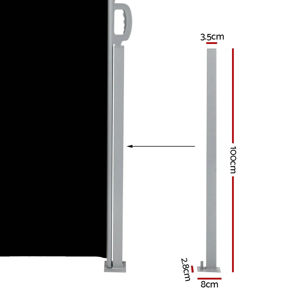 Instahut Side Awning Outdoor Blinds Sun Shade Retractable Screen 2X6M BK - Mekamart Australia
