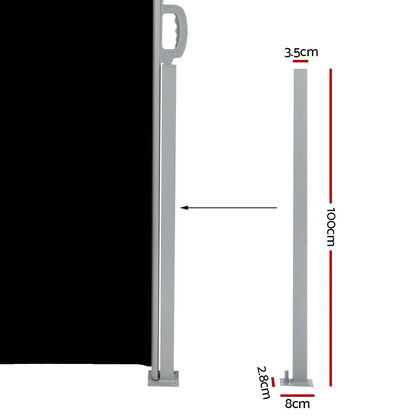 Instahut Side Awning Outdoor Blinds Sun Shade Retractable Screen 2X6M BK - Mekamart Australia