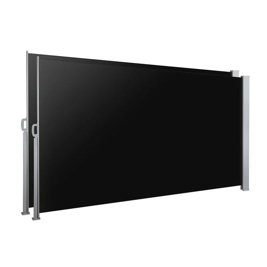 Instahut Side Awning Sun Shade Outdoor Retractable Privacy Screen 2X3M Black X2 - Mekamart Australia