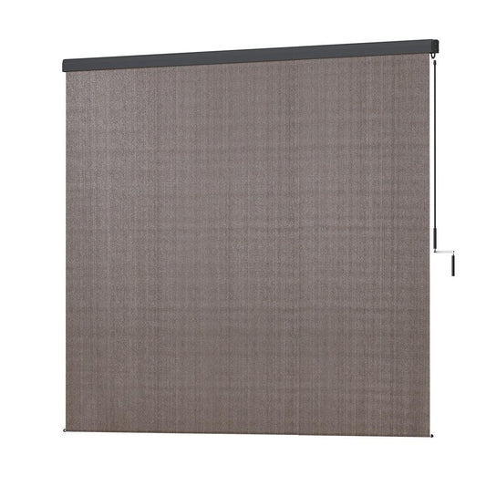 Instahut 3X2.5M Outdoor Blinds Awning Roll Down Retractable Knit Fabric Outdoor Blinds Window Shade Brown - Mekamart Australia