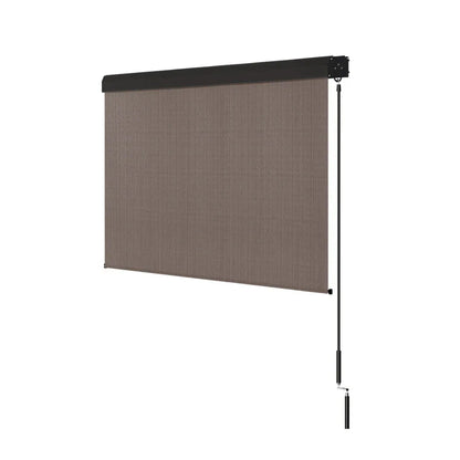 Instahut 3X2.5M Outdoor Blinds Awning Roll Down Retractable Knit Fabric Outdoor Blinds Window Shade Brown - Mekamart Australia