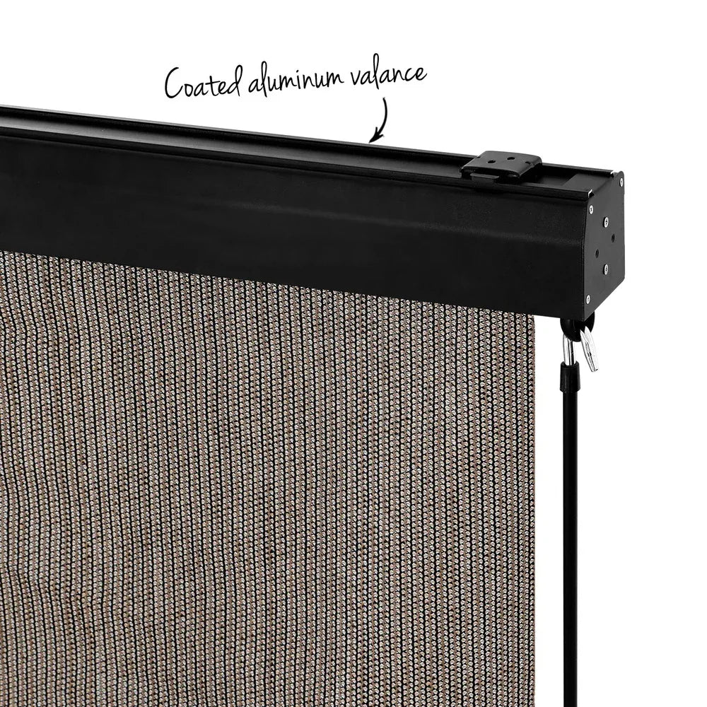 Instahut 3X2.5M Outdoor Blinds Awning Roll Down Retractable Knit Fabric Outdoor Blinds Window Shade Brown - Mekamart Australia