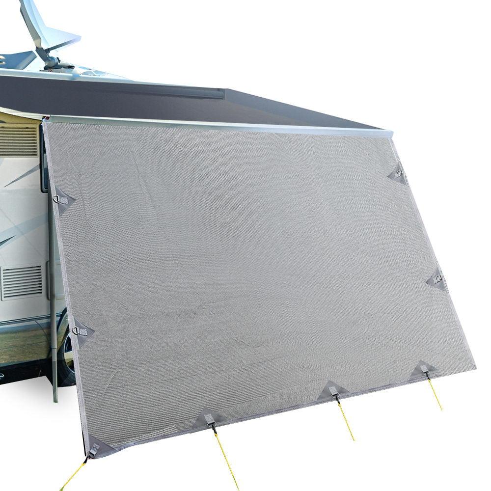 Caravan Privacy Screen Roll Out Awning 4Mx1.95M End Wall Side Sun Shade Grey - Mekamart Australia