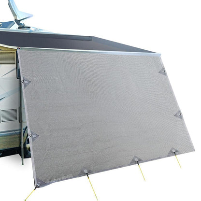 Caravan Privacy Screen Roll Out Awning 4Mx1.95M End Wall Side Sun Shade Grey - Mekamart Australia